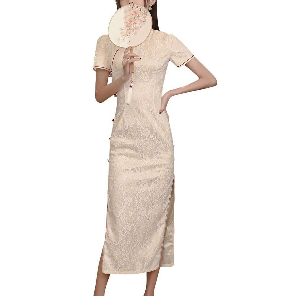7937 Vintage Cheongsam Costume Short Sleeve Mandarin Collar Chinese